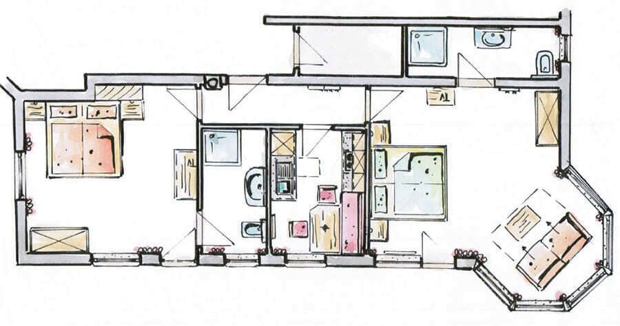 Raumplan Appartement 2 von Landhaus Barbara